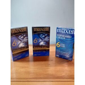 Lot of 3 Maxell Grade Blank VHS T-120 6 Hour VCR Video Tapes‎ NEW SEALED📼📼📼